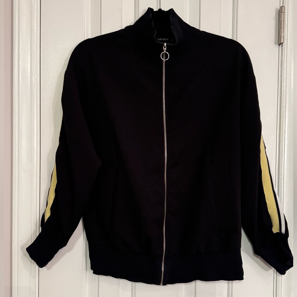 Zara Basic Black Lightweight Athletic/Track Jacke… - image 3